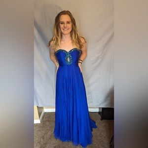 Gorgeous Royal Blue Sequined Sherri Hill Prom Dress